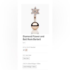 Maria Tash Rose Gold Ball Rook Barbell